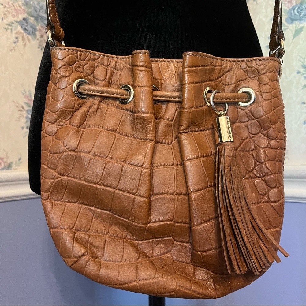 Michael Kors Embossed Croc Print Brown Cross Body Purse